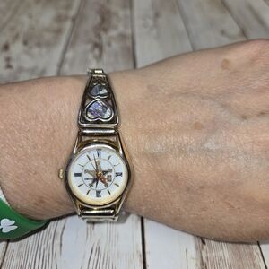 Bulova Abalone Heart Bracelet Watch – Gold Tone | Boho Vintage Style | Working